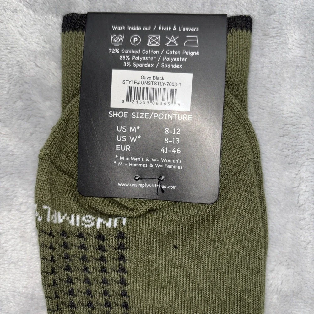 Unsimply Stitched Olive Green Black Houndstooth Crew Socks Men  Size 8-13‎ NWT